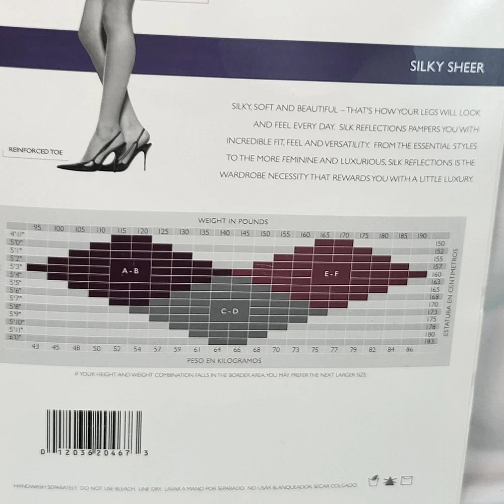 Hanes Silk Reflections Control Top Soft Beige Sheer Pantyhose Style 718 Size E-F
